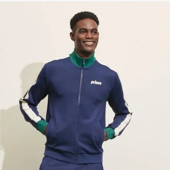 Prince Pickleball Mens Track Jacket M Full Zip Up Warm Up Navy Blue - Picture 1 of 6